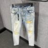 Amiri Blue Jeans Yellow Ribbels