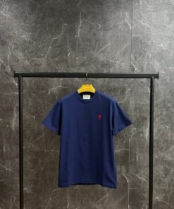 AMI Heart Logo Red T-Shirt Dark Blue