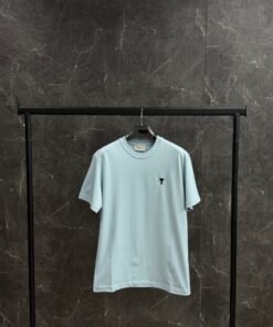 AMI Heart Logo Black T-Shirt light Blue