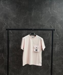 Stone Island T-shirt Licht roze met borstzak