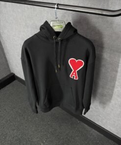 Ami Black Hoodie High Quality