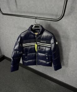 Gucci GG Canvas Puffer Dons Jacket Dark Blue High Quality