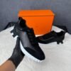 Hermes Bouncing Sneakers Black White Leather