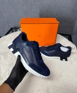 Hermes Bouncing Sneakers Dark Blue, Orange Logo