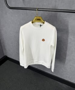 Moncler White Sweater Brown Logo