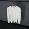 Moncler Brei Stof White Sweater Black Logo