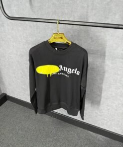 Palm Angels Black Sweater Yellow Grafiti